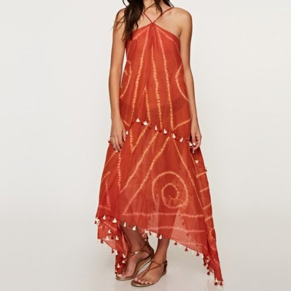 Moroccan Scarf Print Tie Handkerchief Maxi - The Perfect Summer Cover-Up - Picture 1 of 10